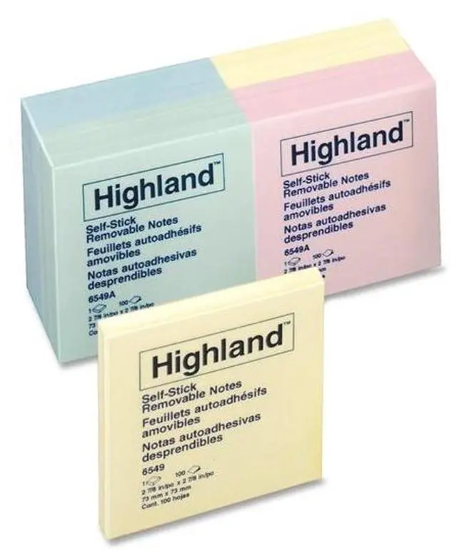 Alt view image 4 of 13 - Highland Self-Stick Notes 3 x 3 Assorted Pastel 100-Sheet 12/Pack 6549A