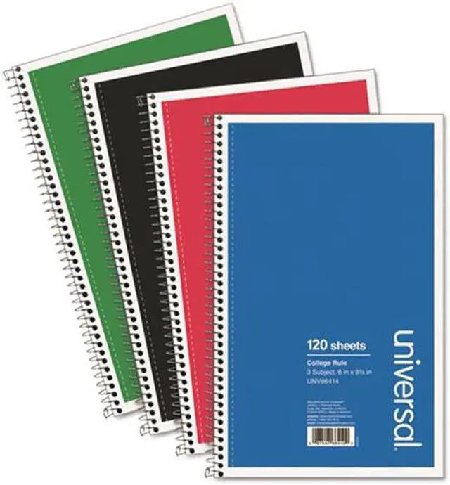 Alt view image 3 of 6 - General Supply 66414 3 Sub. Wirebound Notebook, 9.5 X 6, College Rule, 120 Sht, Assorted Covers, 4/Pk