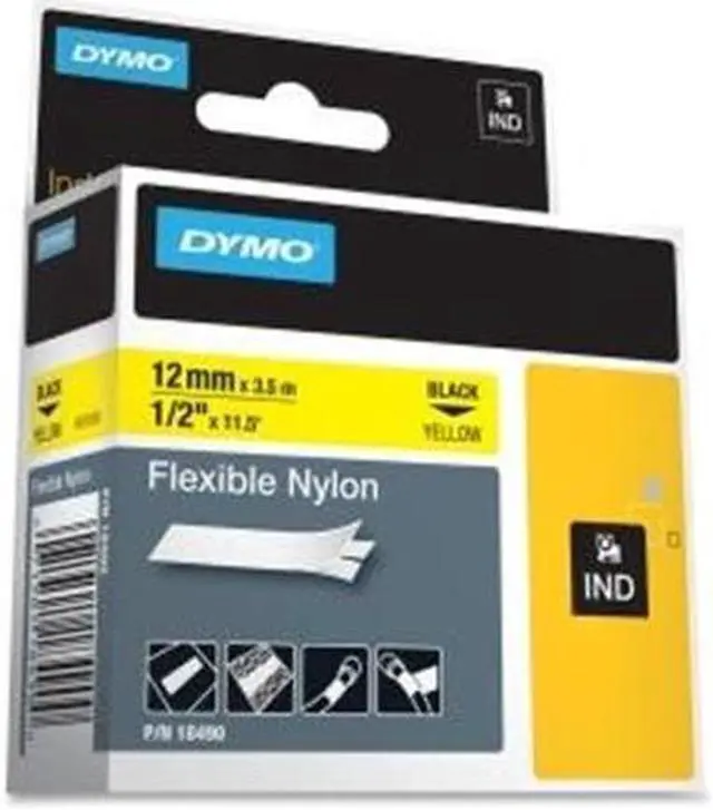 Alt view image 4 of 7 - DYMO Rhino Flexible Nylon Industrial Label Tape Cassette, 1/2" x 11-1/2ft, Yellow