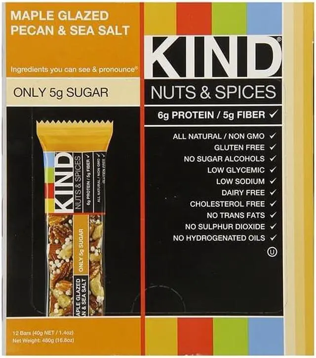 Alt view image 2 of 5 - Kind Nuts & Spices, Maple Glazed Pecan & Sea Salt, 12 Bars, From Peaceworks