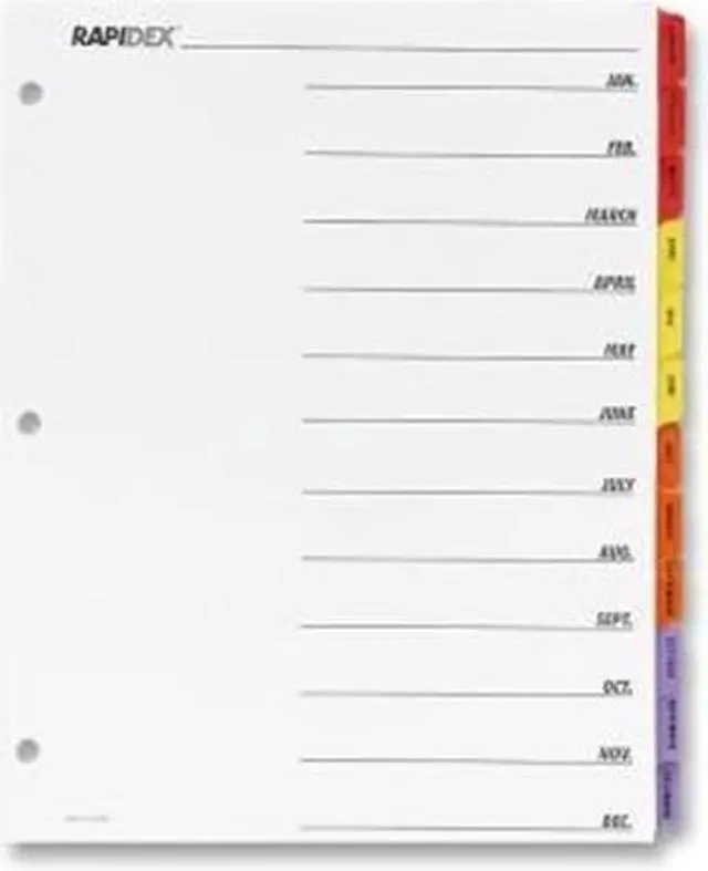 Alt view image 4 of 4 - Index Dividers,Punched,Jan-Dec,11"x8-1/2",12/ST,WE