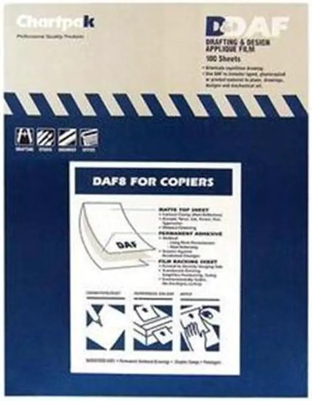 Alt view image 5 of 10 - Chartpak DAF8 Self-Adhesive Drafting Applique Film, 8-1/2 x 11, Clear, 100/Box