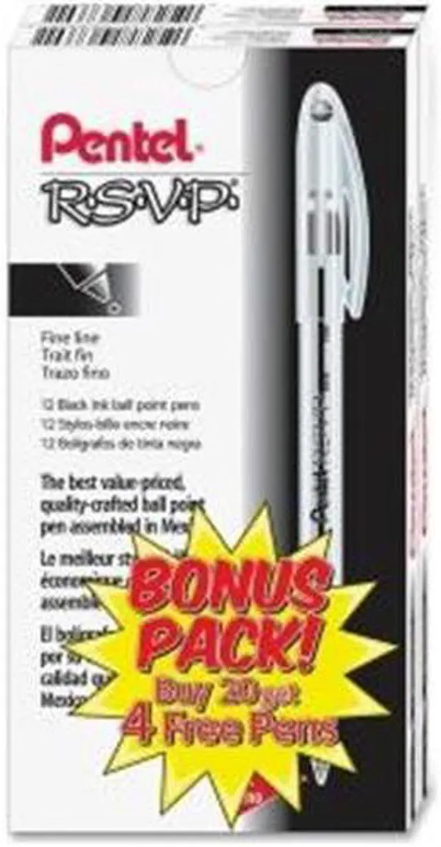 Alt view image 2 of 14 - Pentel R.S.V.P. Stick Ballpoint Pen .7mm Translucent Barrel Black Ink 24/Pack BK90ASW2
