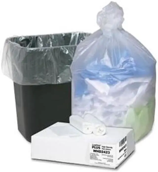 Alt view image 3 of 4 - Webster WHD2423 Ultra Plus High Density Trash Can Liner 10 gal - 24" x 24" - 0.31 mil (8 Micron) Thickness - High Density - Resin - 500/Carton - Natural