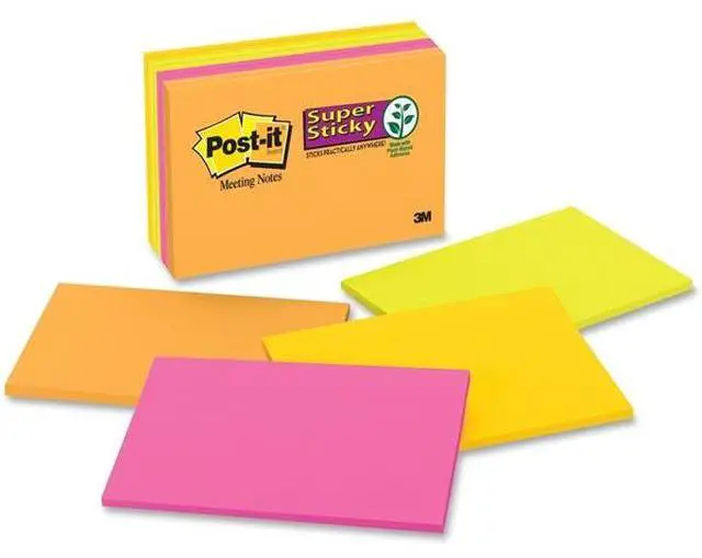 Alt view image 5 of 20 - Post-it Meeting Notes in Rio de Janeiro Colors 6 x 4 45-Sheet 8/Pack 6445SSP