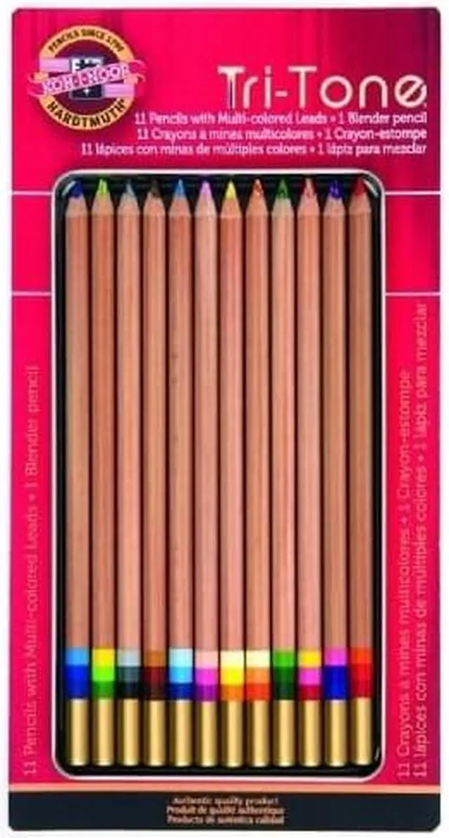 Alt view image 4 of 14 - Koh-I-Noor Tri-Tone Multicolored Pencils 12/ST Multi FA33TIN12BC