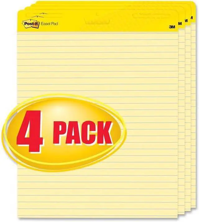 Alt view image 4 of 20 - 3M 561VAD4PK Self-Stick Easel Pads, Ruled, 25 x 30, Yellow, 4 30-Sheet Pads/Carton