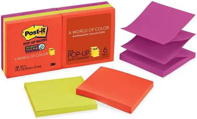 Alt view image 4 of 20 - Post-it Pop-up 3 x 3 Note Refill Marrakesh 90-Sheet 6/Pack R3306SSAN