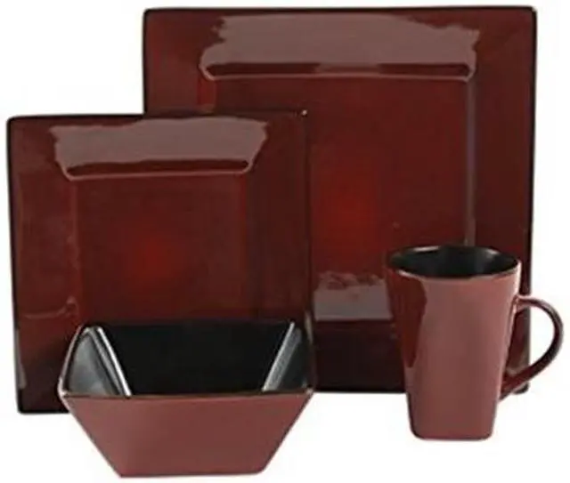 Alt view image 5 of 6 - Gibson Elite Kiesling Stoneware 16-Piece Dinnerware Set, Red 107278.16