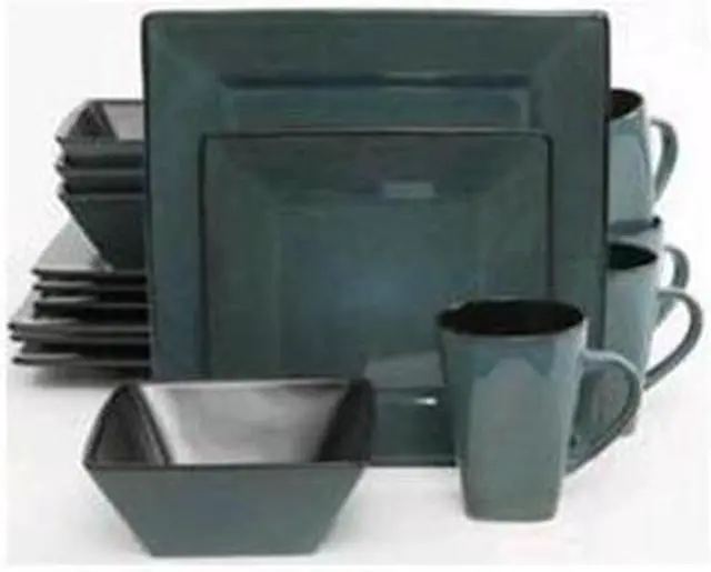 Alt view image 2 of 5 - Gibson Home Elite Kiesling Square 16 Piece Dinnerware Set - Blue