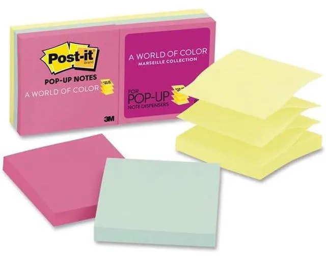 Alt view image 3 of 12 - Post-it Original Pop-up Refill 3 x 3 Assorted Marseille Colors 100-Sheet 6/Pack R330AP