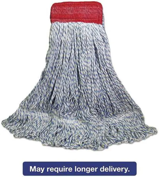 Alt view image 2 of 7 - Mop Head, Floor Finish, Wide, Rayon/Polyester, Large, White/Blue, 12/Carton BWK553