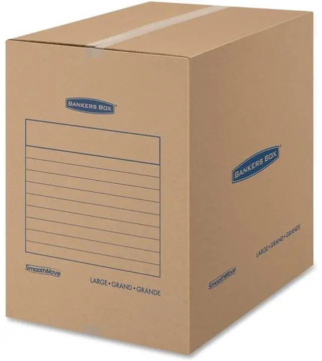 Alt view image 2 of 9 - Bankers Box SmoothMove Basic Large Moving Boxes 18l x 18w x 24h Kraft/Blue 15/Carton 7714001
