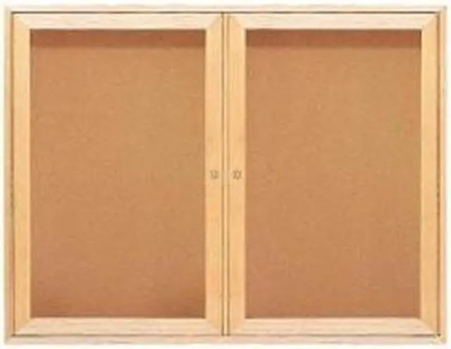 Alt view image 8 of 20 - Quartet Enclosed Bulletin Board Natural Cork/Fiberboard 48 x 36 Oak Frame 364