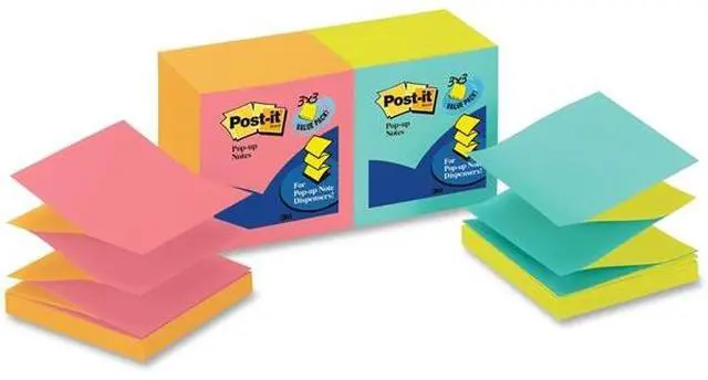 Alt view image 3 of 20 - Post-it Original Pop-up Refill Alternating Cape Town Colors 3 x 3 100-Sheet 12/Pack R330NALT