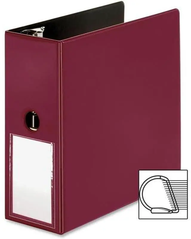 Alt view image 2 of 5 - Business Source Slanted D-Ring Binder w/LH 5" Burgundy 33122