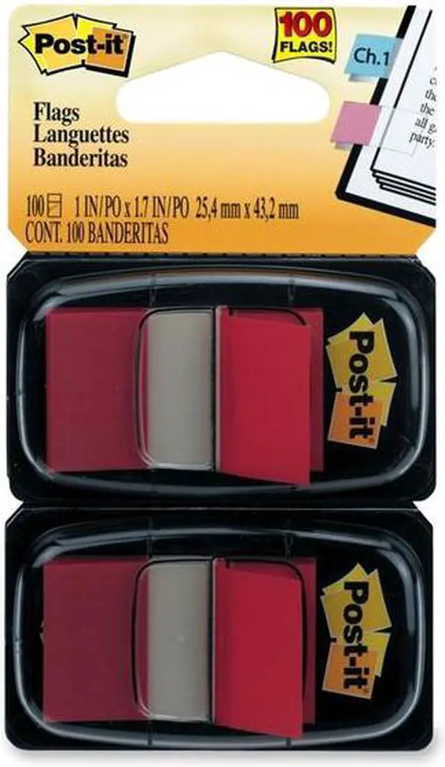 Alt view image 2 of 20 - 3M 680RD2 Standard Tape Flags in Dispenser  Red  100 Flags per Dispenser