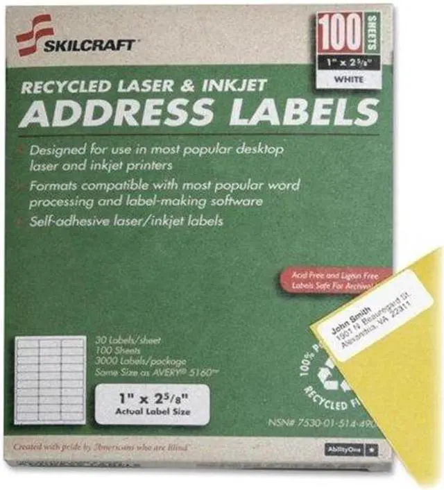 Alt view image 3 of 4 - SKILCRAFT Laser/Inkjet Printer Address Labels