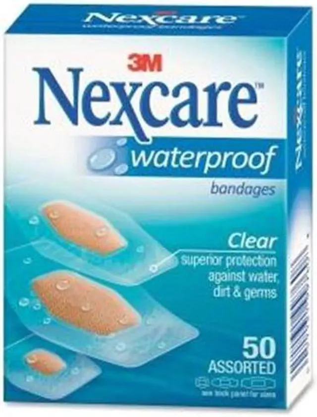 Main image of 3m Nexcare Waterproof, Clear Bandages, Assorted Sizes, 50/Box 43250