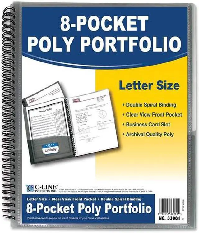 Alt view image 5 of 9 - C-Line Eight-Pocket Portfolio Polypropylene 8 1/2 x 11 Smoke 33081