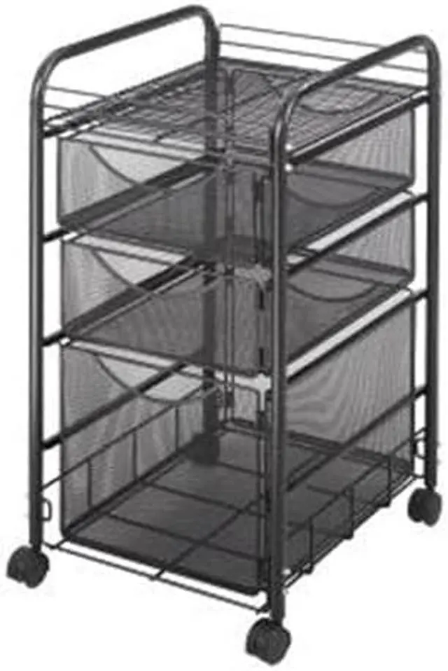 Alt view image 4 of 20 - Safco Onyx Mesh Mobile File With Two Supply Drawers 15-1/4w x 17d x 27h Black 5213BL