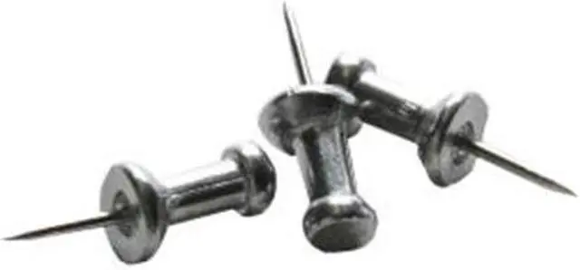 Alt view image 2 of 6 - Business Source Pushpins 3/8" Point 1/2"x1/4" Head 100/BX Aluminum 81008