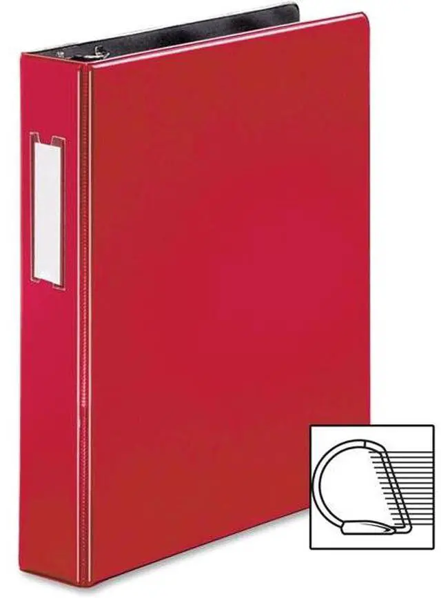Alt view image 2 of 4 - Business Source Slanted D-Ring Binder w/LBL HLD 1-1/2" Red 33128