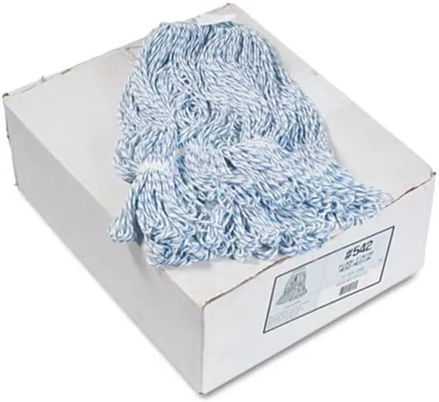 Alt view image 3 of 13 - Boardwalk - 542 - Mop Head, Floor Finish, Narrow, Rayon/Polyester, Medium, White/Blue, 12/Carton