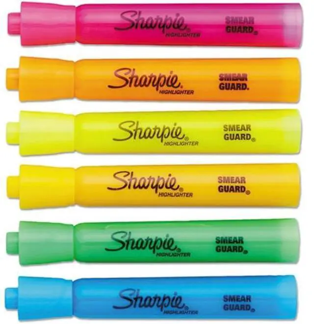 Alt view image 5 of 11 - SHARPIE 25053 Smear Guard Highlighter Set, Chisel Tip Fluorescent Colors PK12