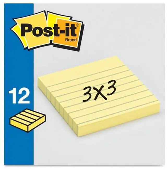 Alt view image 3 of 18 - 3M Post-it Notes Lined 3"x3" 100 Sheets/PD 12/PK Yellow 630SS