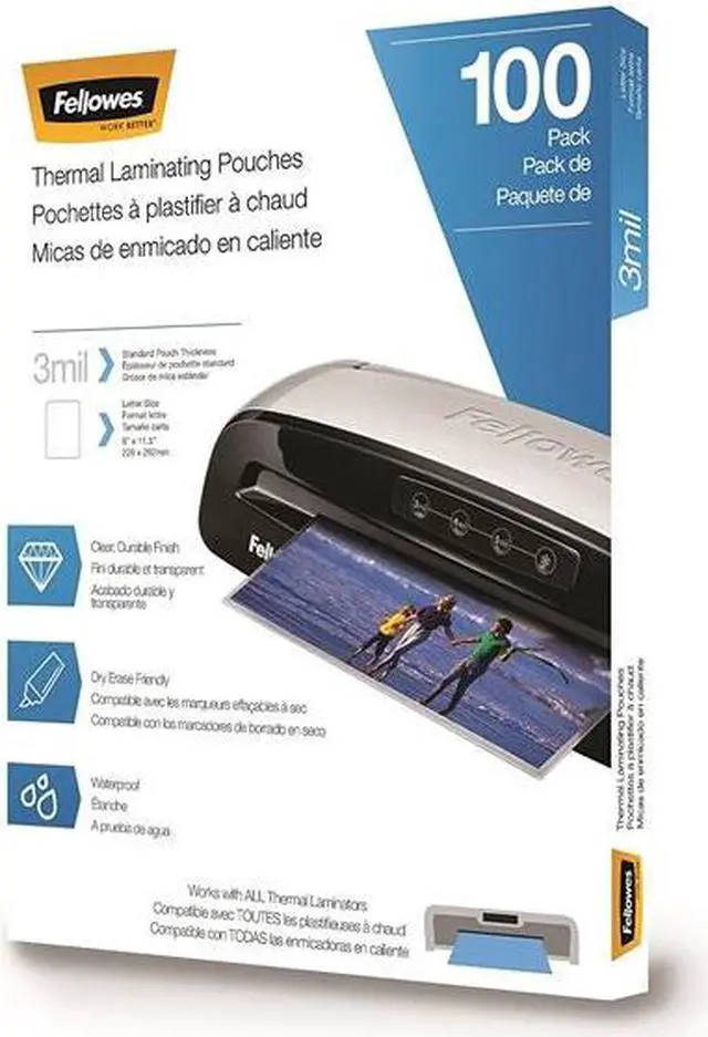 Alt view image 3 of 20 - Fellowes Laminating Pouches Letter Size Hot Pouch 9 x 11.5 3 mil 100 pack 5743301