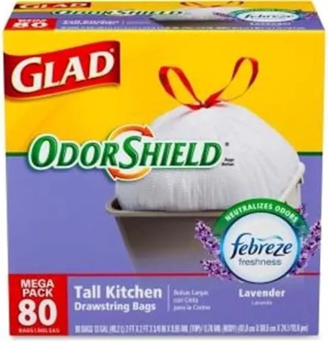 Alt view image 6 of 7 - Glad OdorShield Tall Kitchen Drawstring Bag - 13 gal - Plastic - 80/Box - White