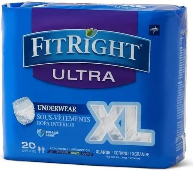 Main image of Medline FitRight Ultra Protective Underwear  X-Large  56"-68"  20/Bag (FIT23600A) FIT23600ACT
