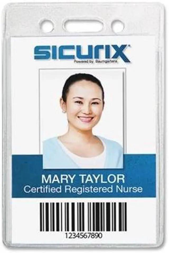 Alt view image 4 of 11 - Baumgartens Vinyl Punched ID Badge Holders - Vertical - 3.5" x 2.5" - Vinyl - 50 / Pack - Clear