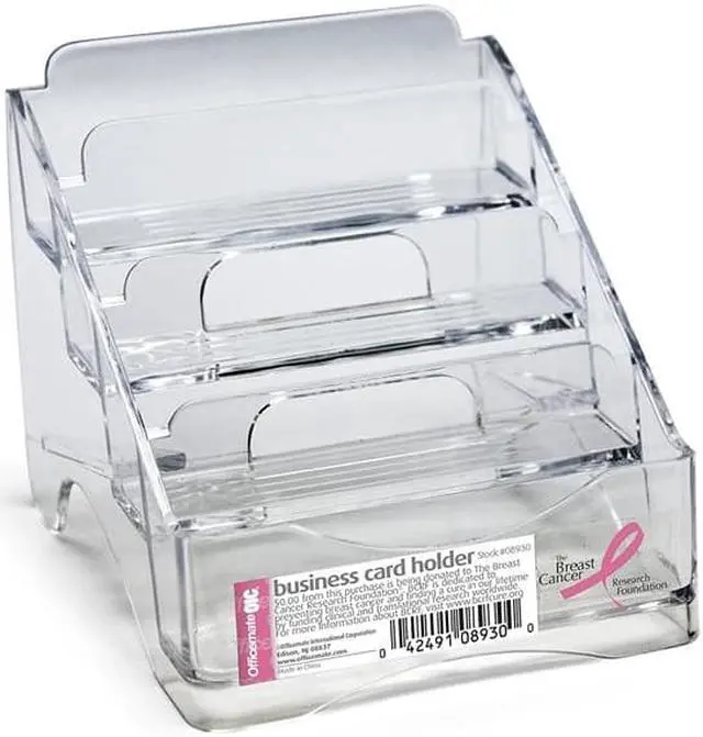 Alt view image 3 of 10 - OIC 4-tier BCA Business Card Holder - 4" x 3.8" x 4" x - Plastic - 1 Each - Clear