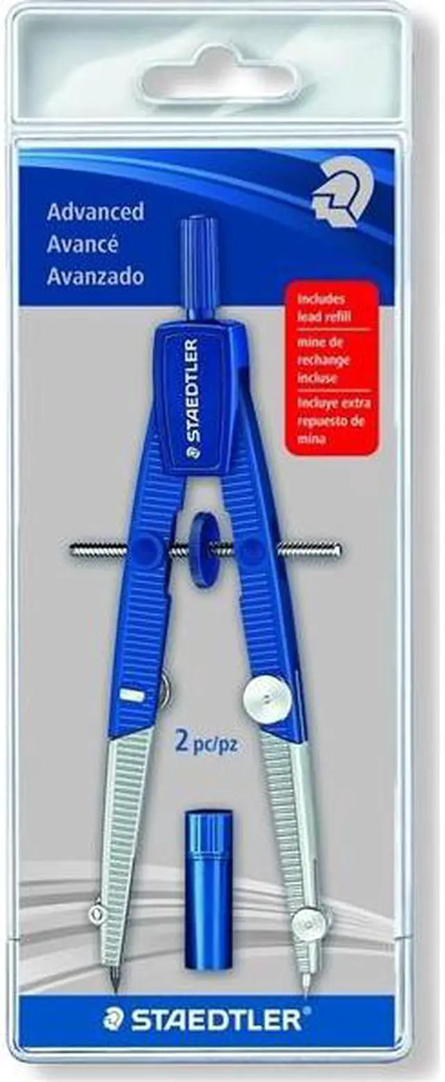 Alt view image 2 of 7 - Staedtler 2-piece Advanced Student Compass - Metal, Plastic - Blue, Silver - 1 Each