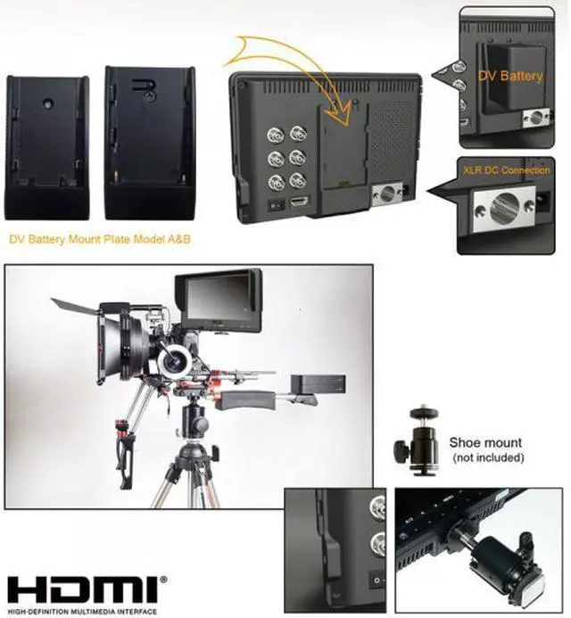 Alt view image 2 of 6 - Lilliput 7" 667GL-70NP/H/Y LCD Video Camera Monitor with HDMI YPbPr EU Plug