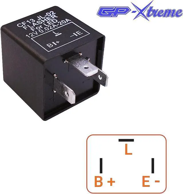 Main image of GP XTREME CF-13 CF13 JL-02 EP34 3-Pin LED Electronic Flasher Relay Fixes Car Turn Signal and Hazard Warn Hyper Blink Flash or No Flashing