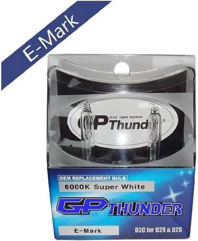 Main image of GP Thunder D2R D2S D2C E-Mark Super White 6000k Bulbs (ORIGINAL) GP-D2C6K Low Beam Driving Light Acura BMW Lexus (Made in Korea)