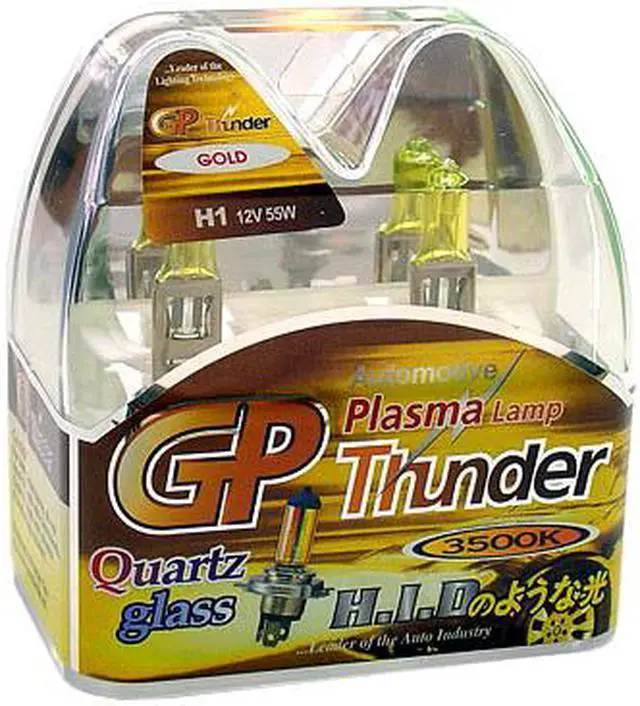 Main image of Authentic GP Thunder™ H1 3500K 55W JDM Plasma-Gold Quartz Glass Head Light / Low Light / Fog Light bulbs SGP35K-H1  (made in Korea) Pair
