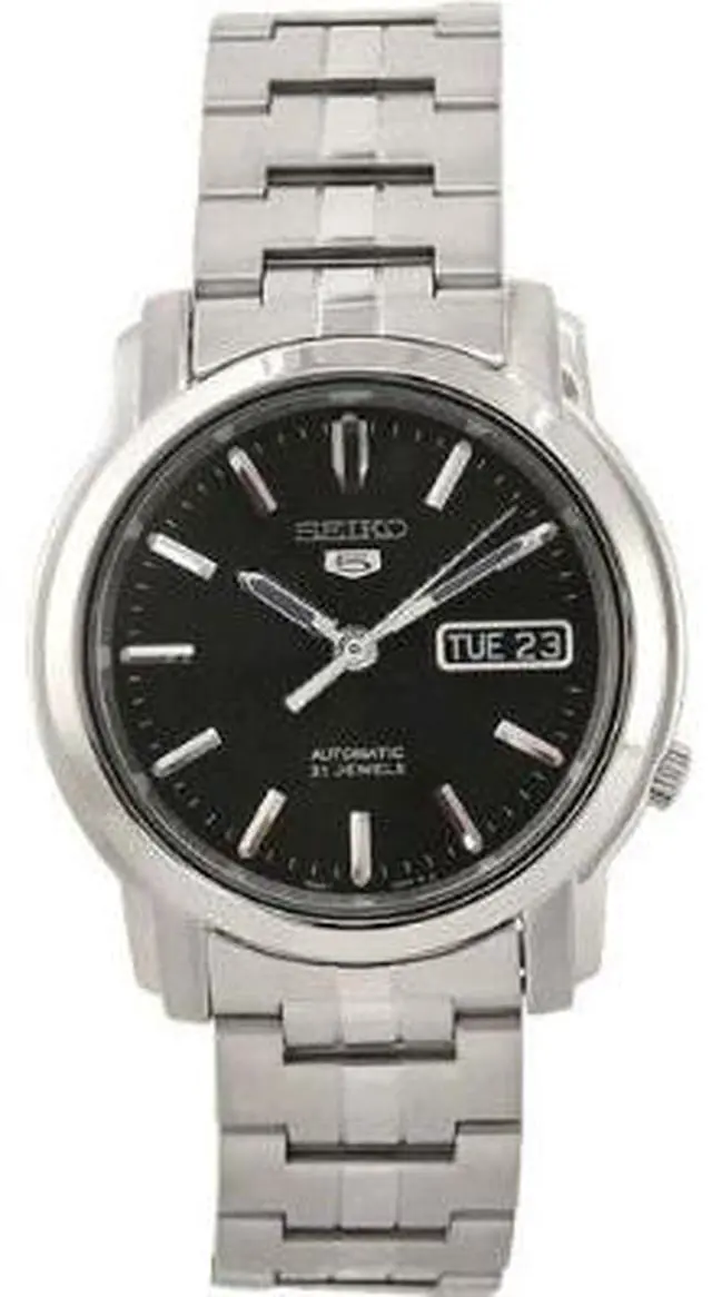 Alt view image 6 of 17 - Seiko 5 Automatic Black Dial Stainless Steel Mens Watch SNKK71
