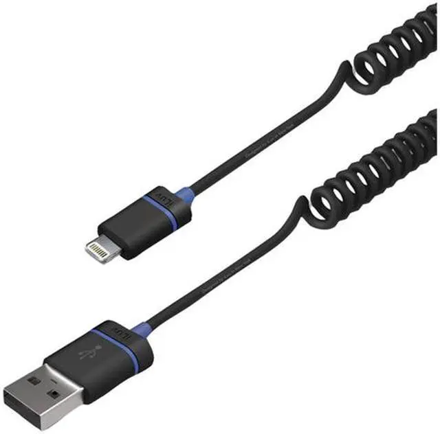 Alt view image 3 of 7 - iLuv iCB261 Black Premium Coiled Charge/Sync Cable w/ Lighting Connector