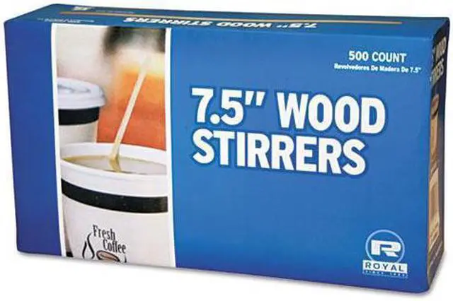 Main image of Amercareroyal Wood Coffee Stirrers, 7.5" Long, 500/Box, 10 Boxes/Carton R825CT