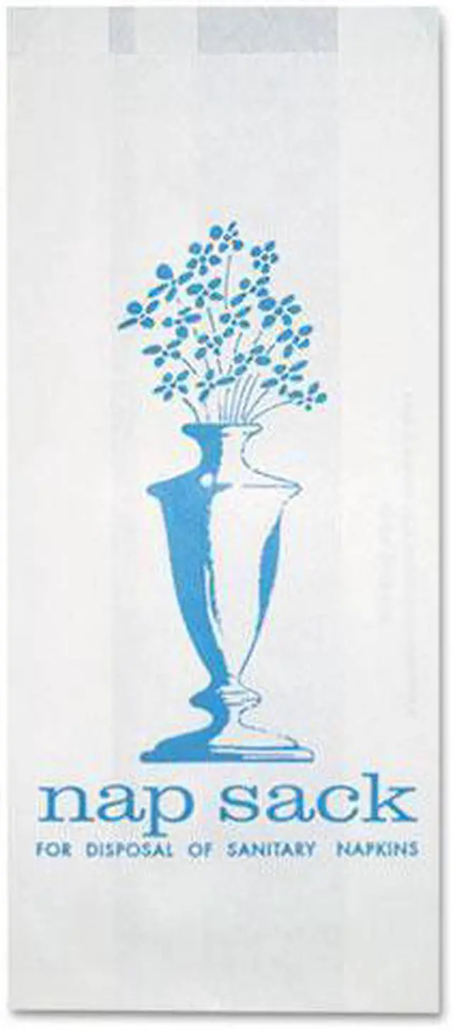 Main image of Bag Craft 300314 Nap Sack Sanitary Disposal Bags, 4w x 2d x 9h, White, 1000/Carton