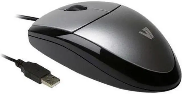 Main image of V7 MV3000010 5NC USB Optical Mouse, Black/Silver, 1000dpi