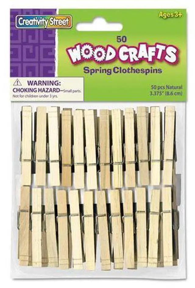 Alt view image 2 of 11 - Chenille Kraft 365801 Wood Spring Clothespins, 3 3/8 Length, 50 Clothespins/Pack