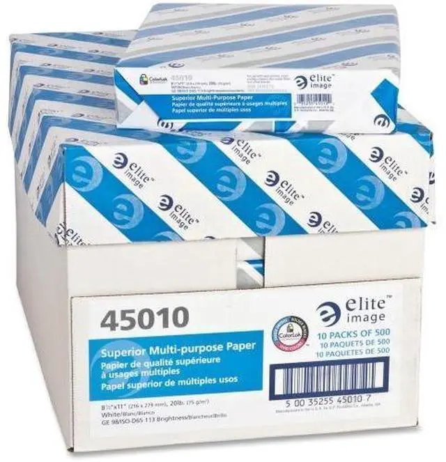 Alt view image 4 of 12 - Elite Image 45010 Multipurpose Paper - 8 1/2" x 11" - 20 lb Basis Weight - 98 Brightness - 5000 sheets / Carton (10 Reams / Carton) - White