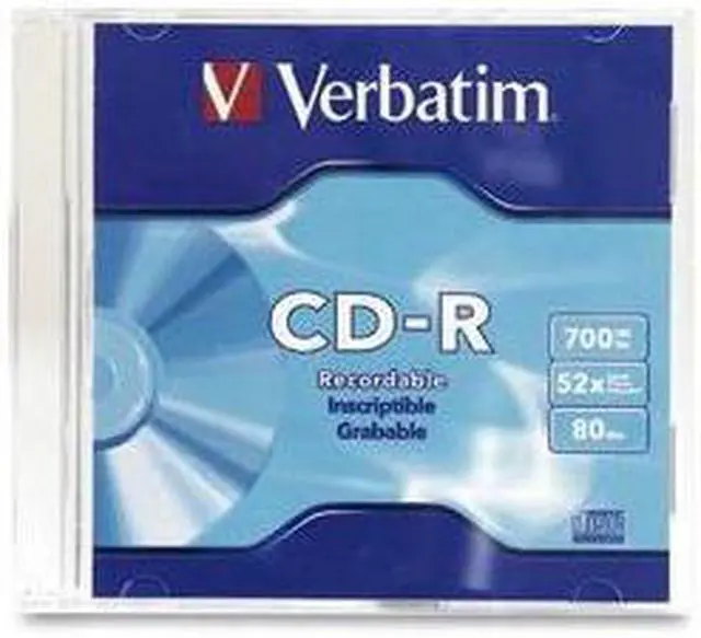 Alt view image 3 of 9 - Verbatim 700MB 52X CD-R Single Slim Jewel Case Disc Model 94776