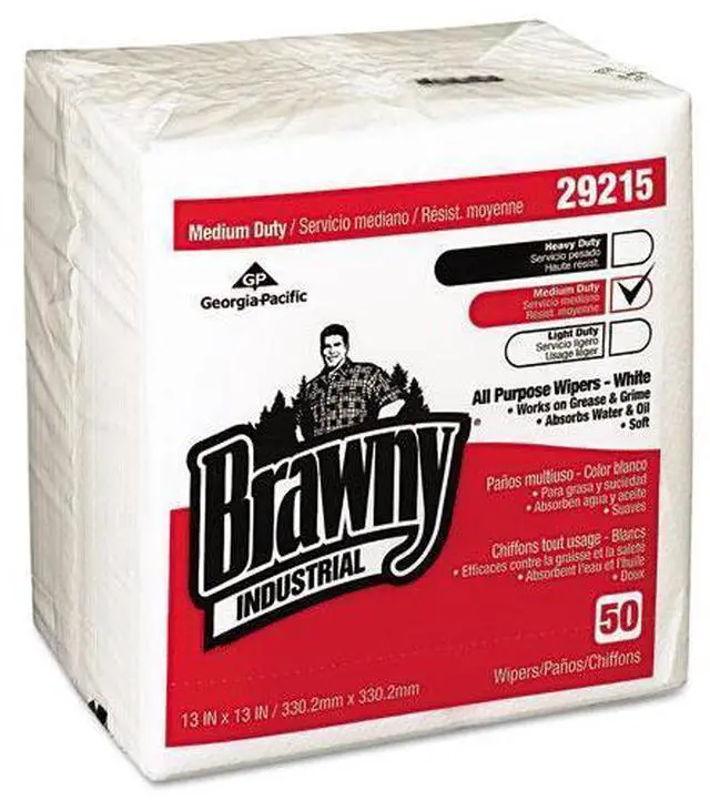 Alt view image 9 of 19 - Brawny Medium Duty Airlaid 1/4-Fold Wipers 13 x 13 50/Pack 16/Carton 29215