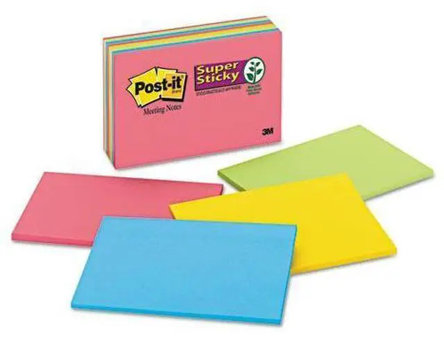 Alt view image 2 of 20 - Post-it Meeting Notes in Rio de Janeiro Colors 6 x 4 45-Sheet 8/Pack 6445SSP
